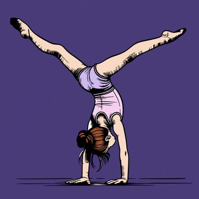 realistic gymnastic hand stand girl in four splits