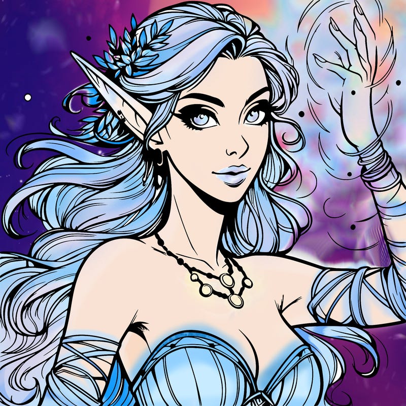 realistic elven woman glow magic wild chaos