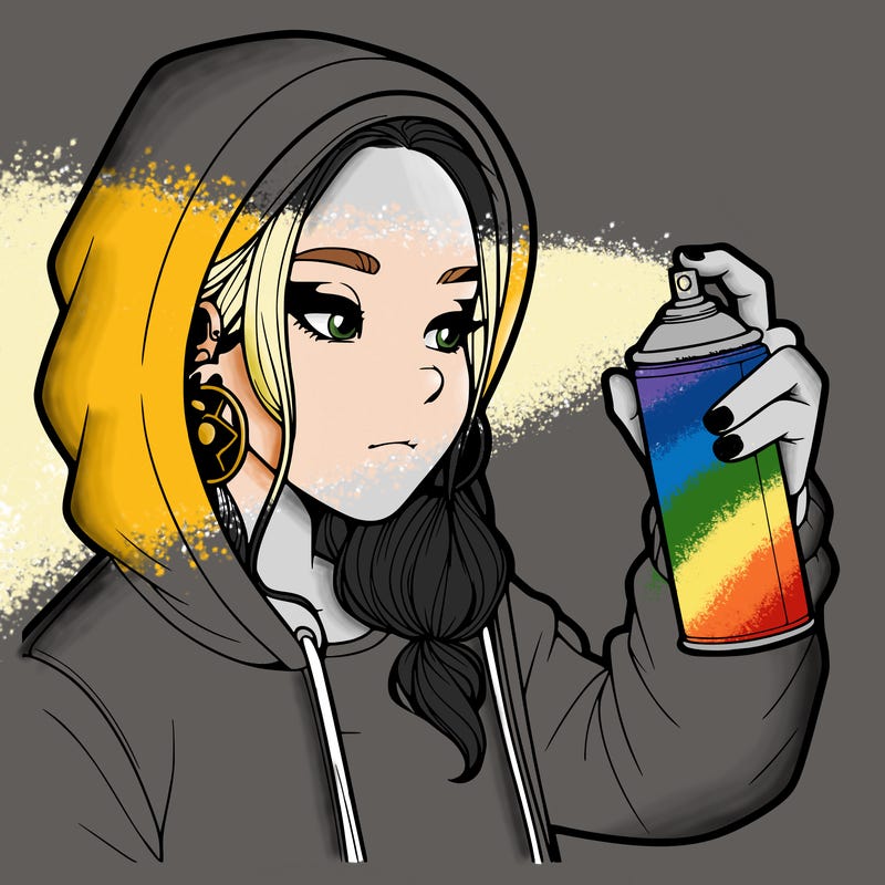 a realistic girl, spray painting