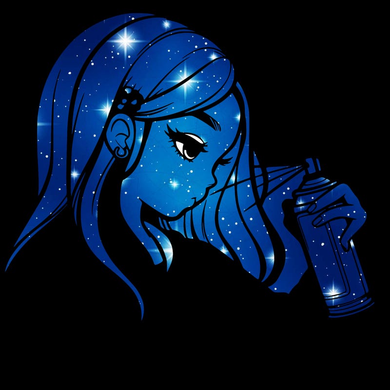 a realistic girl spray painting