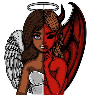 realistic angel half demon