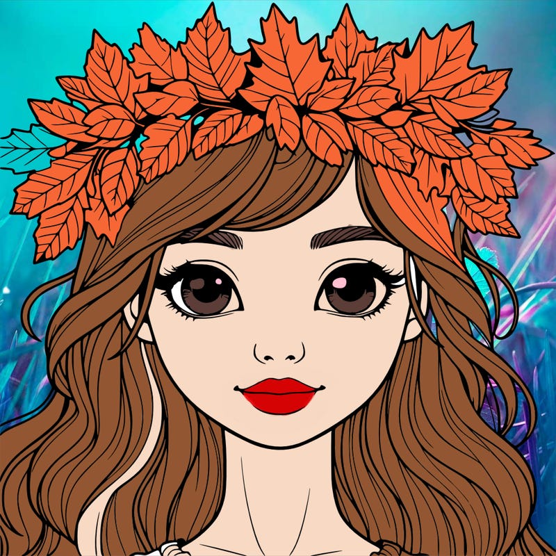 realistic girl with fall leaf crown