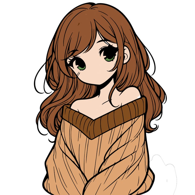 shy pretty girl wearing a sweater that is falling off one shoulder portrait