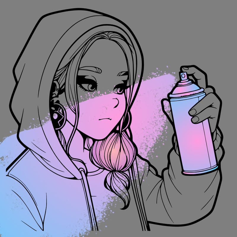 a realistic girl, spray painting