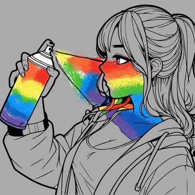 a realistic girl spray, painting