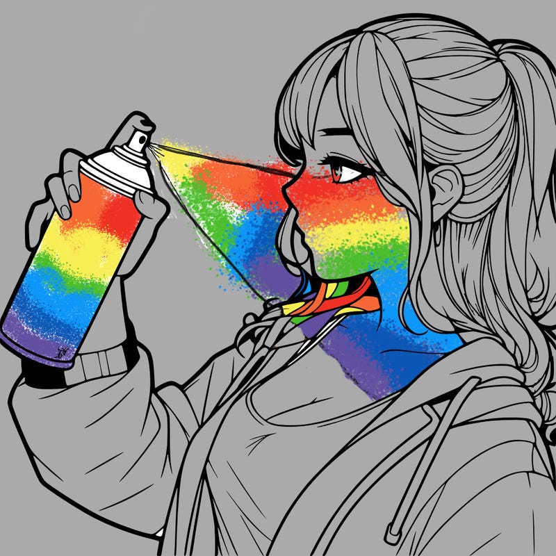 a realistic girl spray, painting