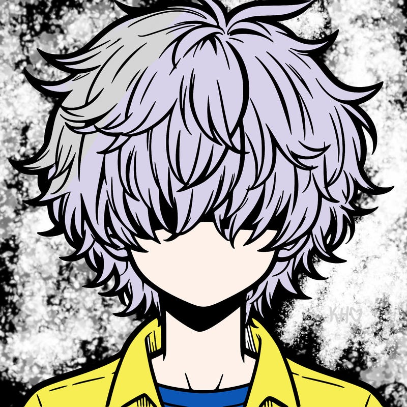 manga boy fluffy hair covering his eyes