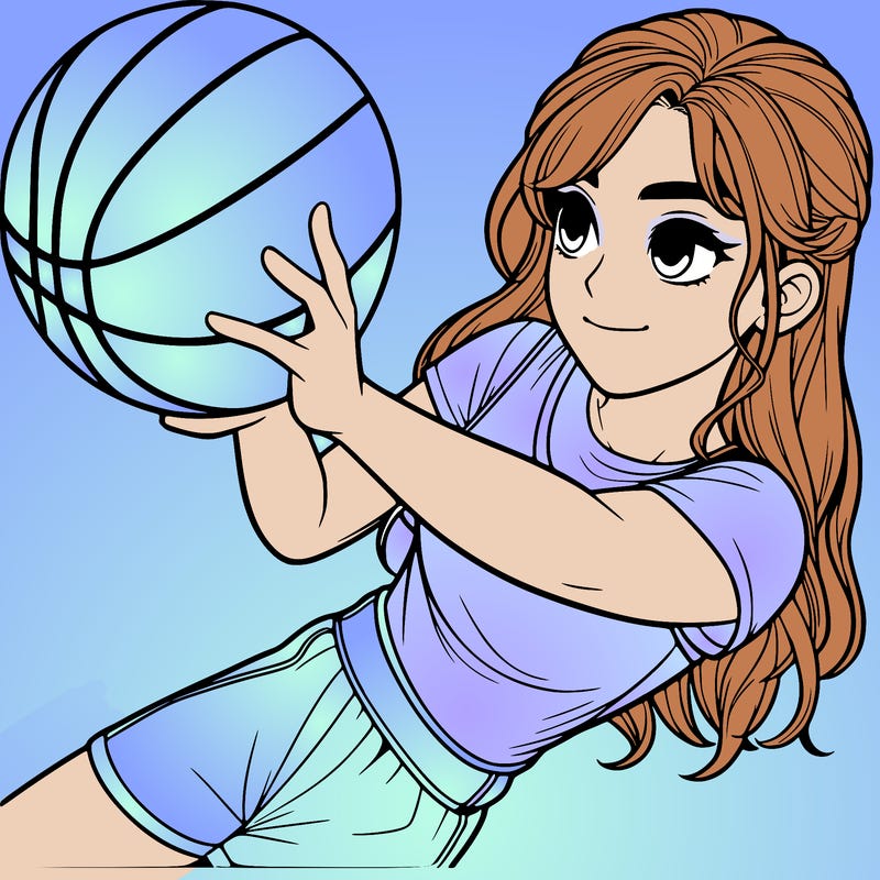 realistic girl playing basketball