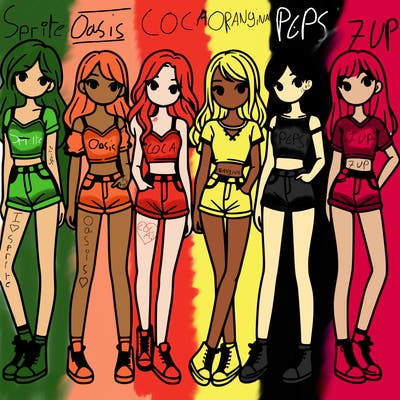 a group of girls wearing crop tops and shorts