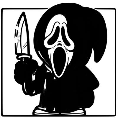 scream ghostface holding a knife