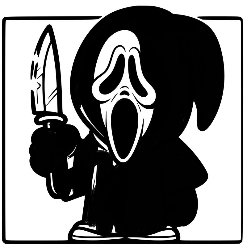 scream ghostface holding a knife