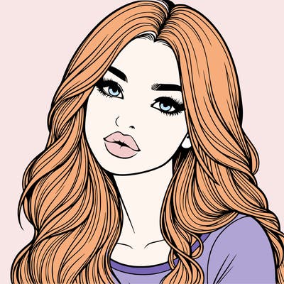 realistic girl with hair on her hair and lips