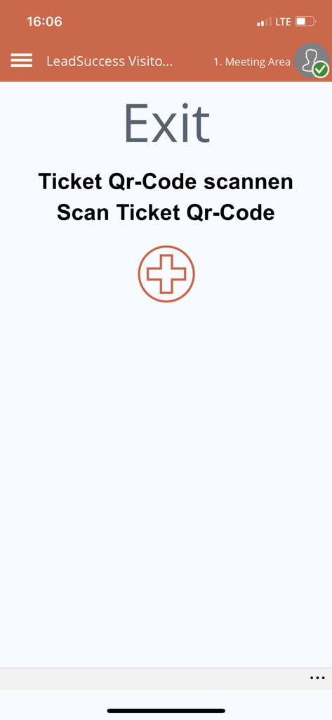 Tela do aplicativo móvel LeadSuccess para digitalização de códigos QR de ingressos de eventos