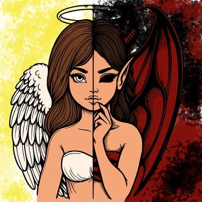 realistic angel half demon