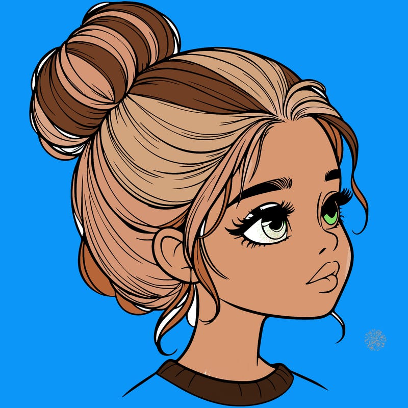realistic girl with bun