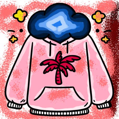 pink palm puff hoodie