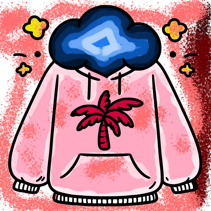 pink palm puff hoodie