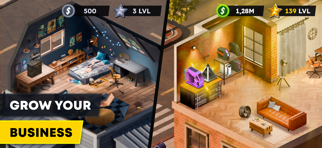 Comparación de un taller pequeño para principiantes y una oficina avanzada de negocios de PC a gran escala