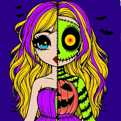 realistic girl halloween split