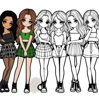 a group of girls realistic