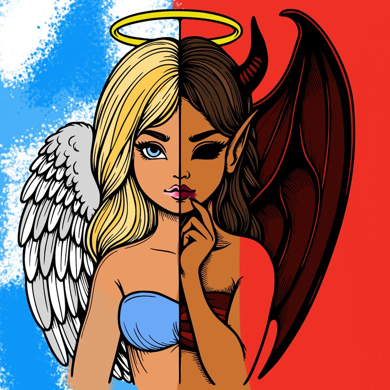 realistic angel half demon