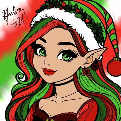 christmas girl elf realistic