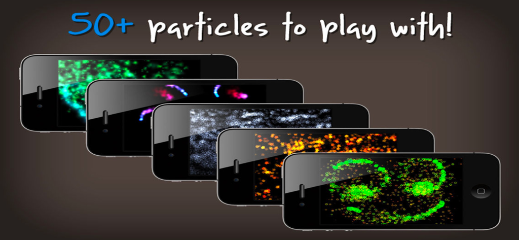 Magic Fingers: Amazing Paint! - Multiple screens displaying various colorful and glowing particle effects in the Magic Fingers app