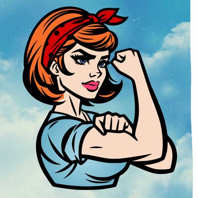 strong woman with a 60s american ad style