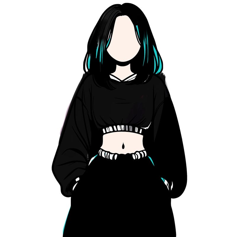 realistic girl faceless with baggy pants and a crop top