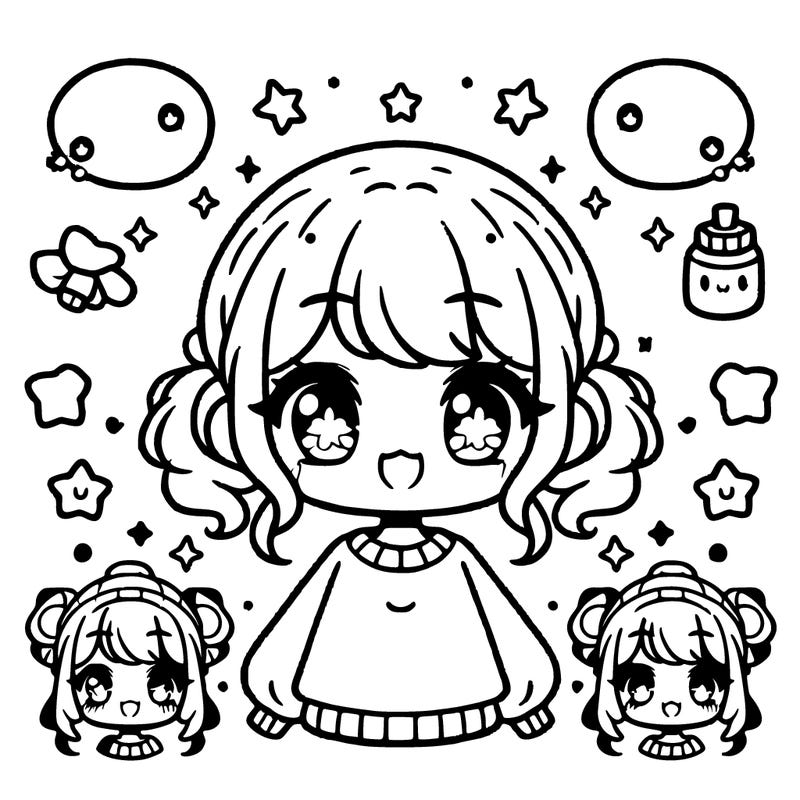 pastel kawaii anime girl chibi