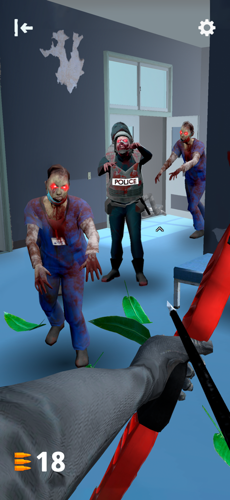 First person view of zombies with glowing red eyes in Dead Raid Zombie Shooter 3D