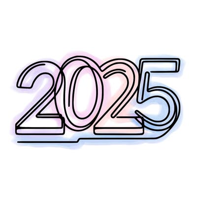 one line numbers sketch design “2025”