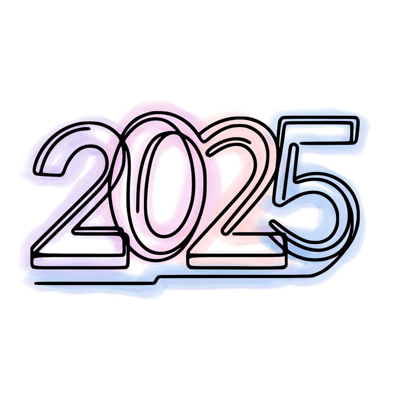 one line numbers sketch design “2025”