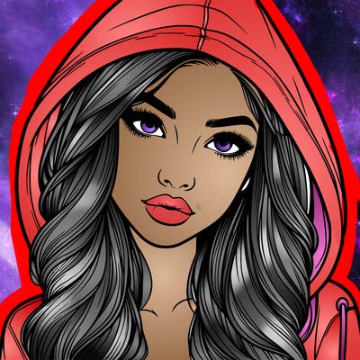 realistic beautiful girl with a hood on