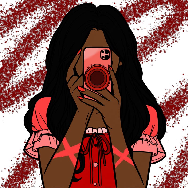 a realistic girl holding her phone taking pictures