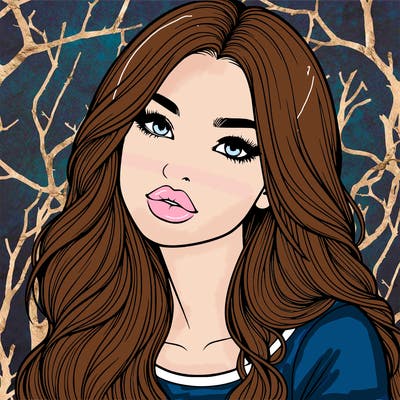 realistic girl with hair on her hair and lips