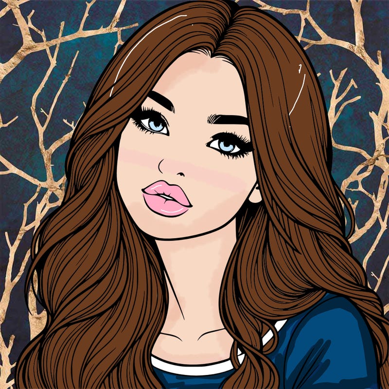 realistic girl with hair on her hair and lips