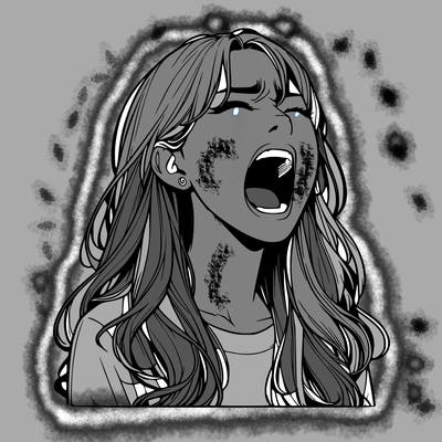 screaming realistic, girl