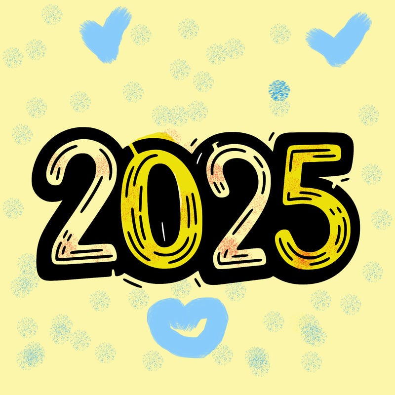 one line scrawled numbers sketch design “2025”