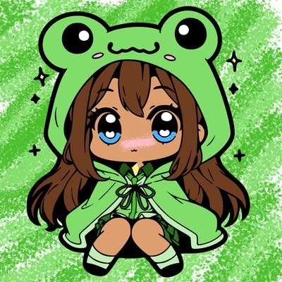 chibi girl with frog hoodie