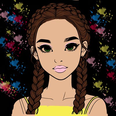 realistic girl with braids