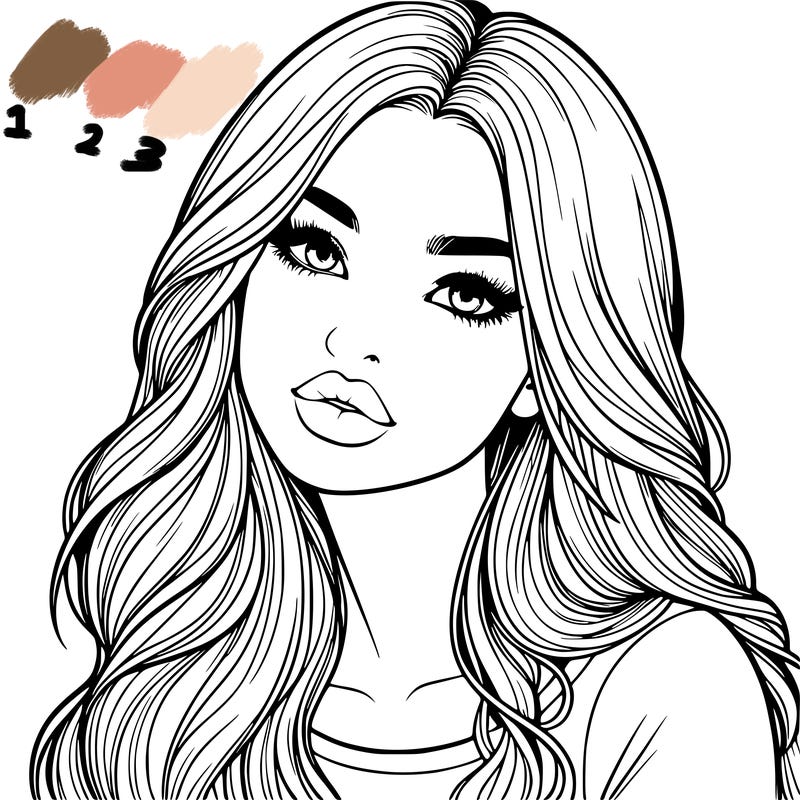 realistic girl with hair on her hair and lips