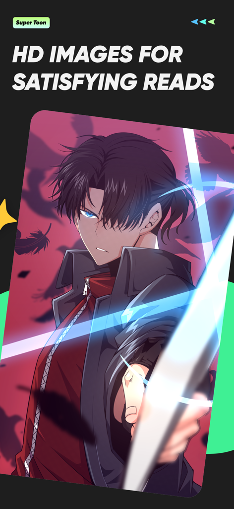 High quality action comic illustration in the SuperToon app featuring a character with a sword
