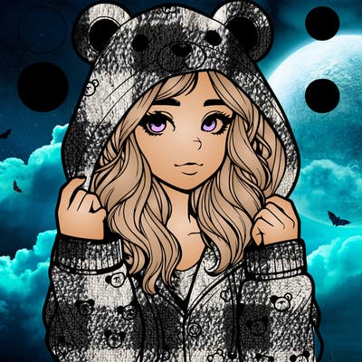 realistic girl in a animal pjs hoodie