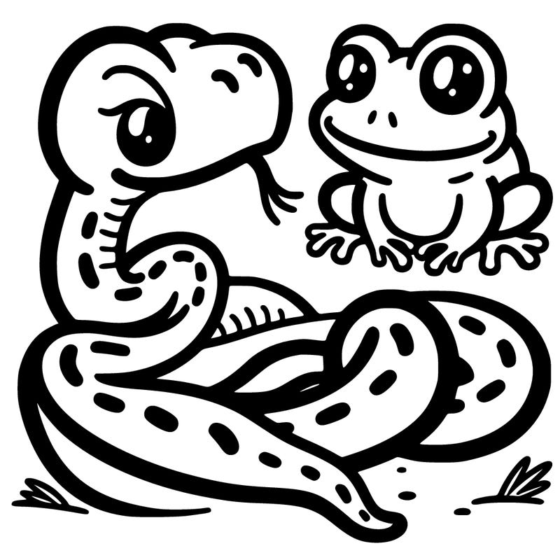 snake and a frog
