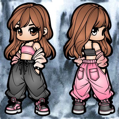 girl in crop top and baggy pants