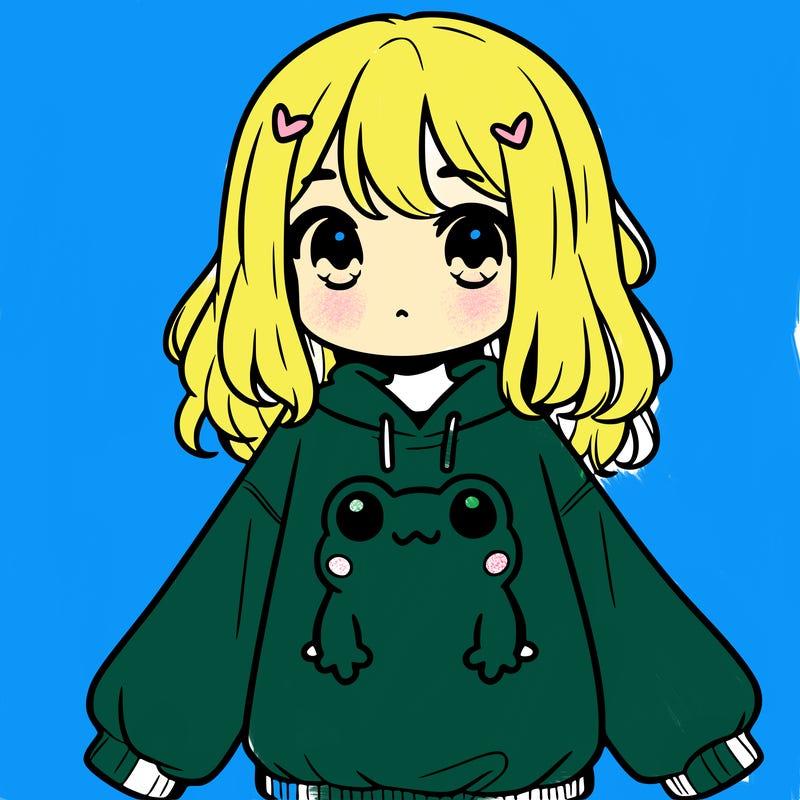 girl wearing frogging sweatshirt