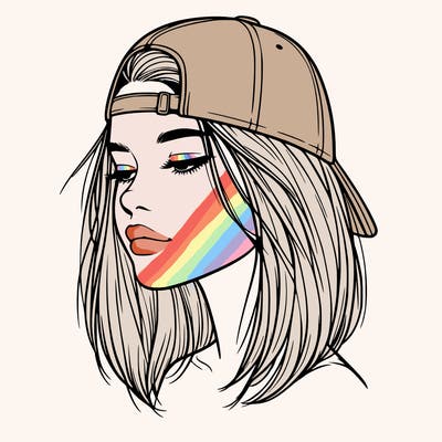 realistic  girl with a backwards hat