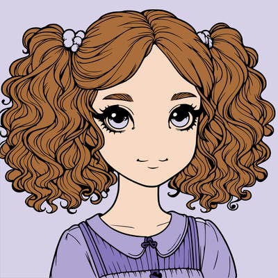 realistic girl with curly pig tails