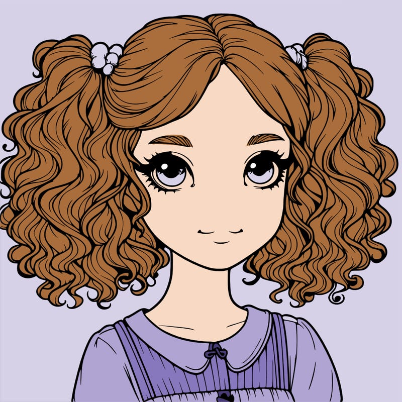 realistic girl with curly pig tails